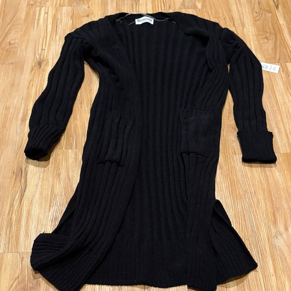 No Boundaries Black Ribbed Cardigan